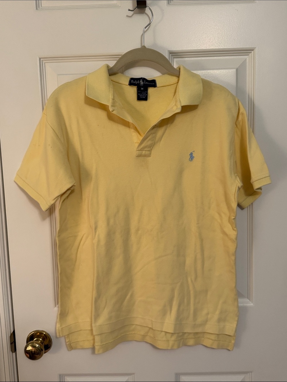 Vintage 1980s Ralph Lauren Women’s Pale Yellow Polo Shirt